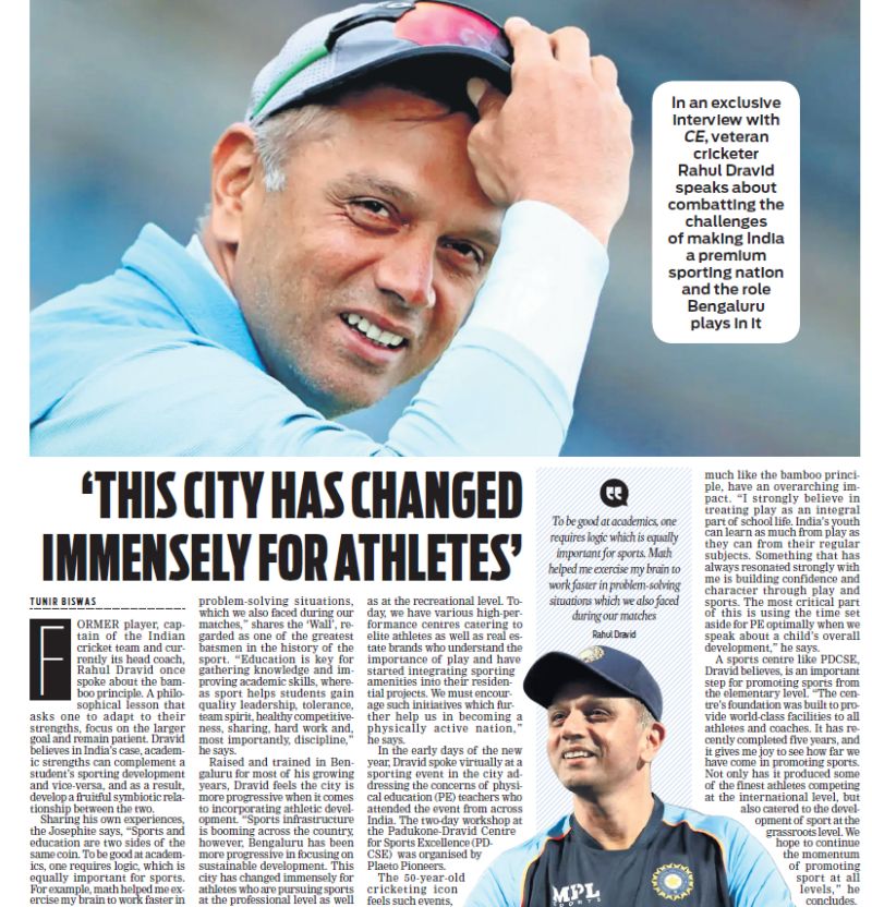 ‘This city has changed immensely for athletes’: Rahul Dravid on&nbsp;Bengaluru